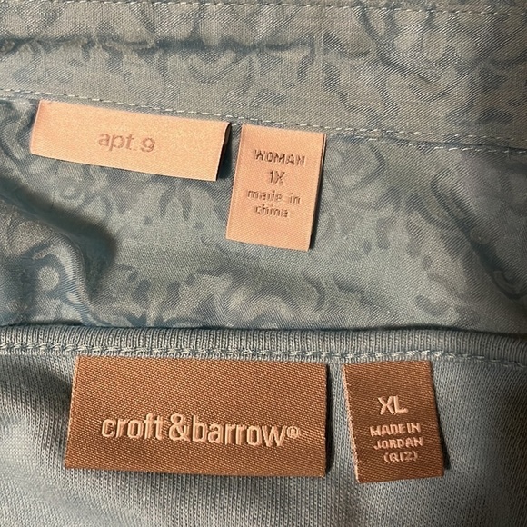 Croft & Barrow , new (set)aqua blouse with matching t shirt. X large - Picture 3 of 7